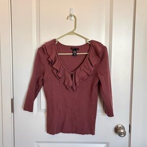 New York & Company Purple Ruffle Sweater